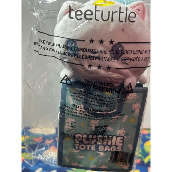 TeeTurtle Angel Cat Plush Reusable Tote Bag - Picture 2 of 8